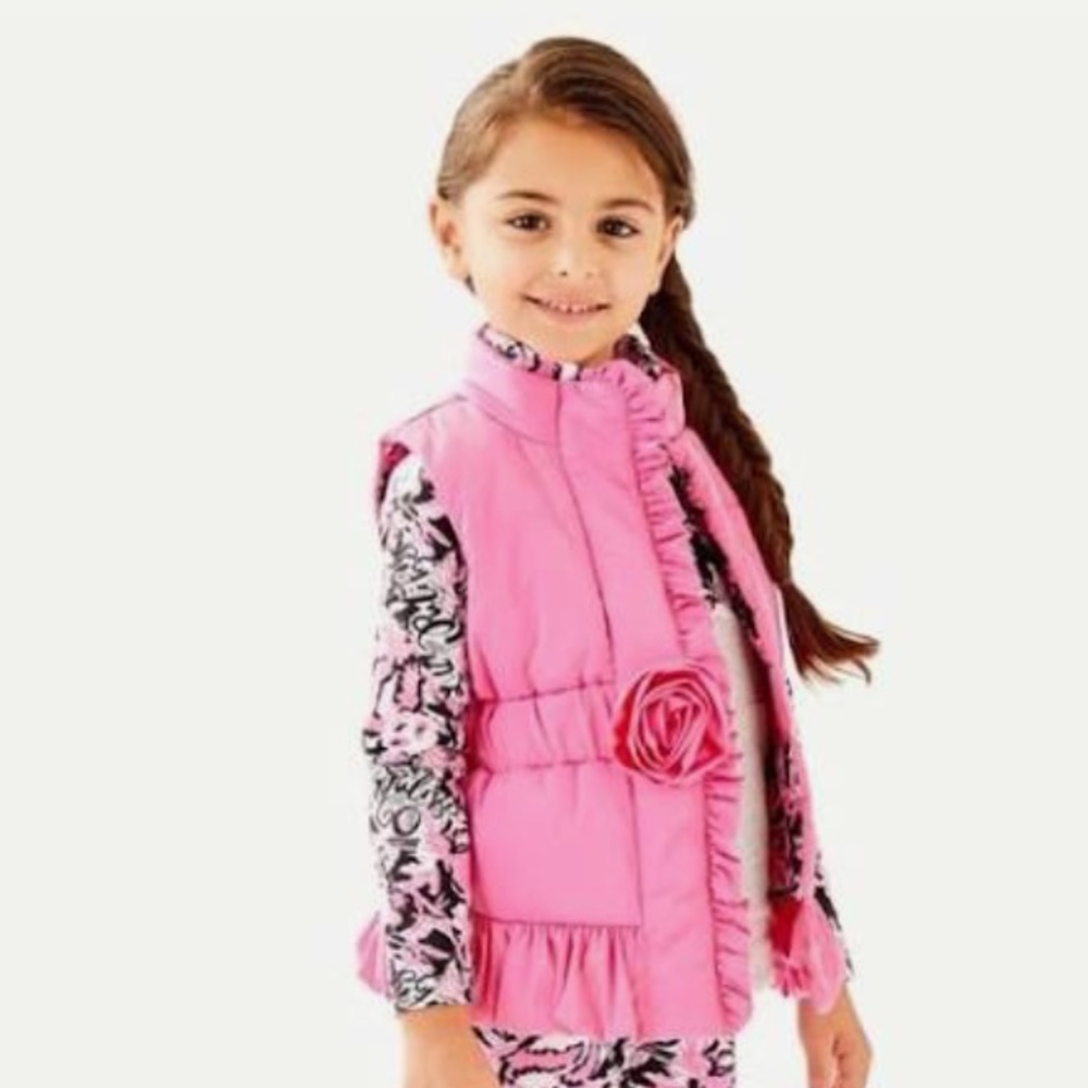 Lilly Pulitzer Girls Caylee Vest Hibiscus Pink Hanging With My Boo L (8-10) NWT